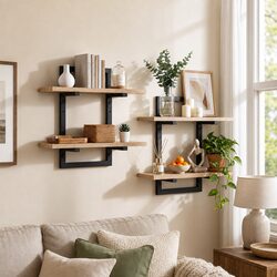 Reliable 2-Tier Floating Wall Shelf Set for Easy Organization