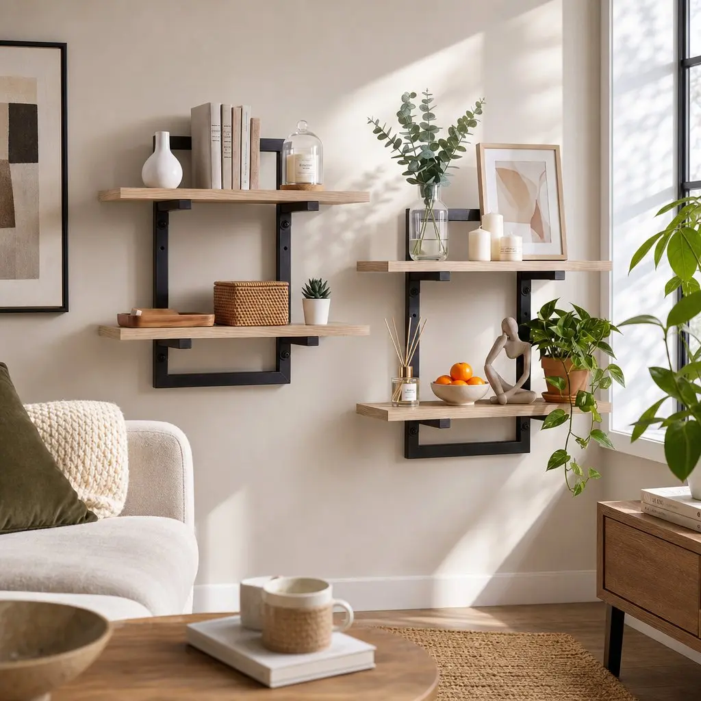 2-Tier Floating Wall Shelf Set for Easy Organization
