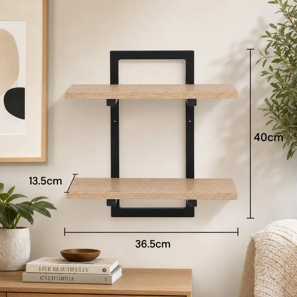 2-Tier Floating Wall Shelf Set for Easy Organization