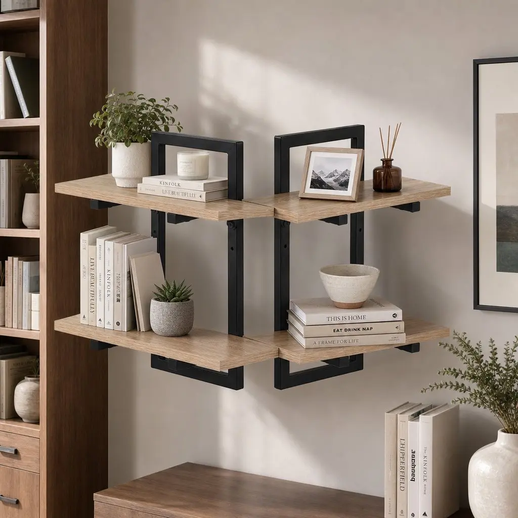 2-Tier Floating Wall Shelf Set for Easy Organization