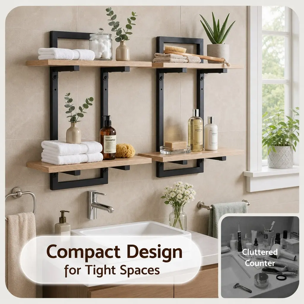 2-Tier Floating Wall Shelf Set for Easy Organization