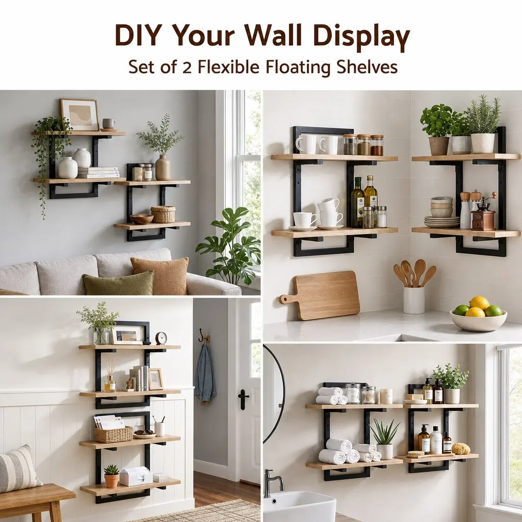 2-Tier Floating Wall Shelf Set for Easy Organization