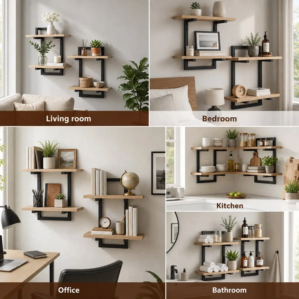 2-Tier Floating Wall Shelf Set for Easy Organization
