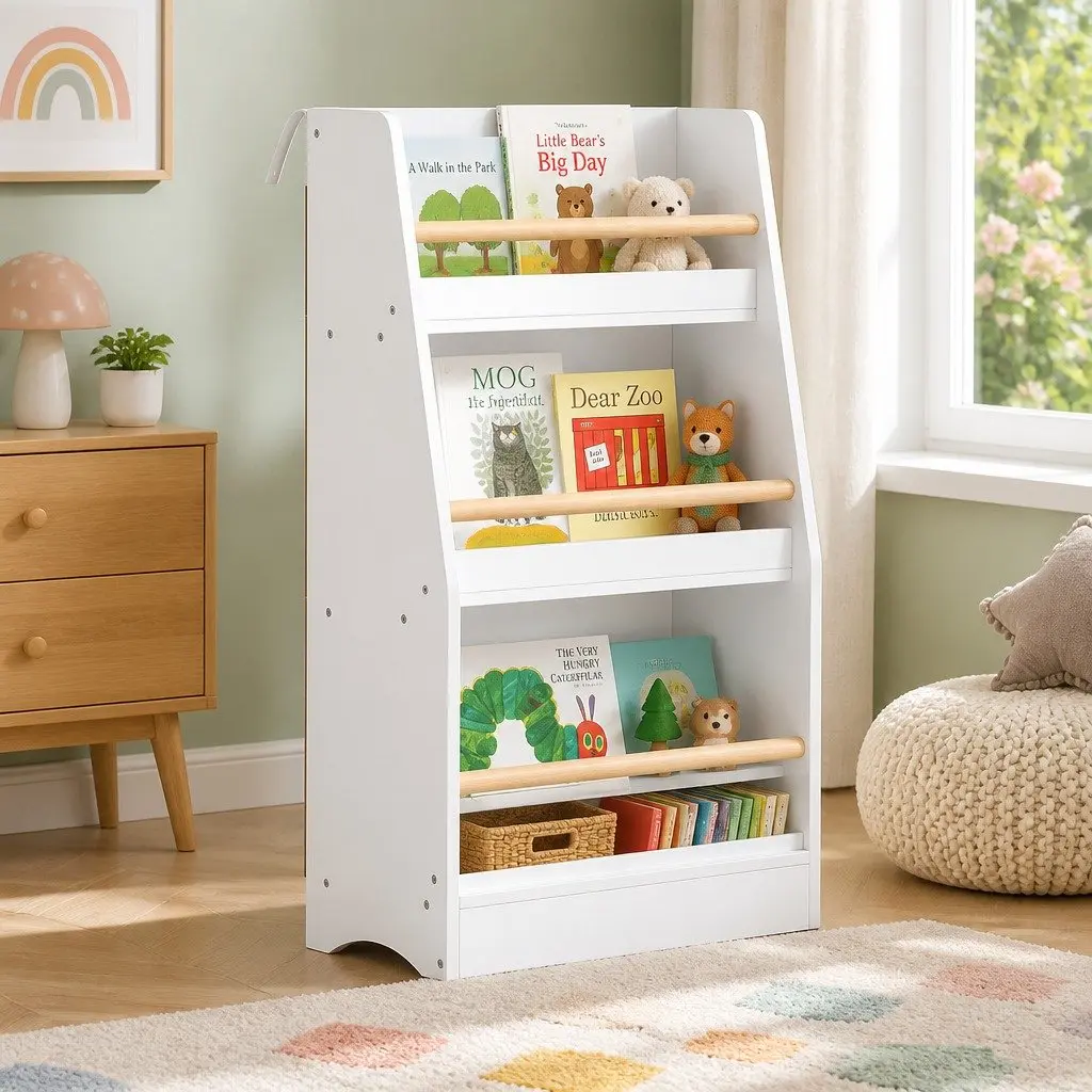 Kids Bookshelf 3 Tier Storage Organiser Yellow
