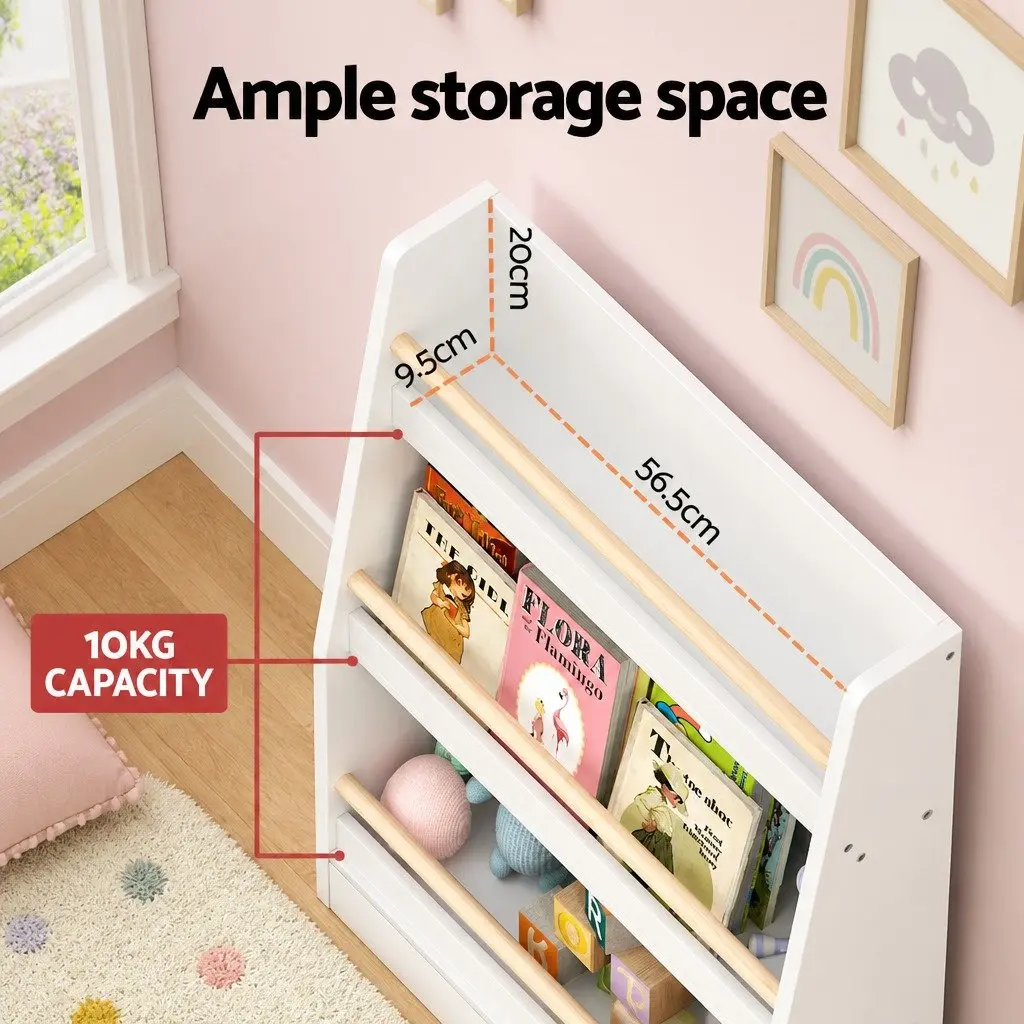 Kids Bookshelf 3 Tier Storage Organiser Yellow