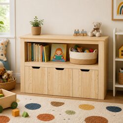Safe and Practical Kids Bookshelf with Storage