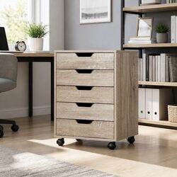 Reliable 5-Drawer Mobile Filing Cabinet for Document Storage