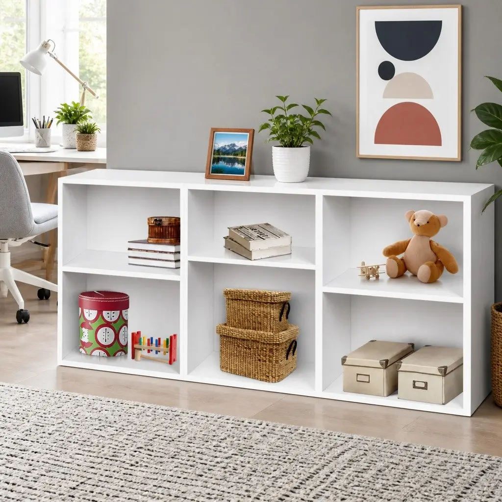 3 Piece Cube Bookshelf White Adjustable Shelves Modular Storage Cabinet