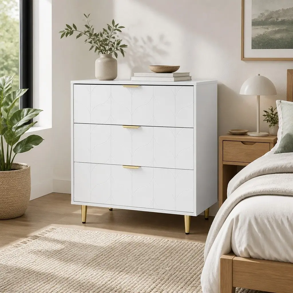White 3 Drawer Chest for Smart Storage