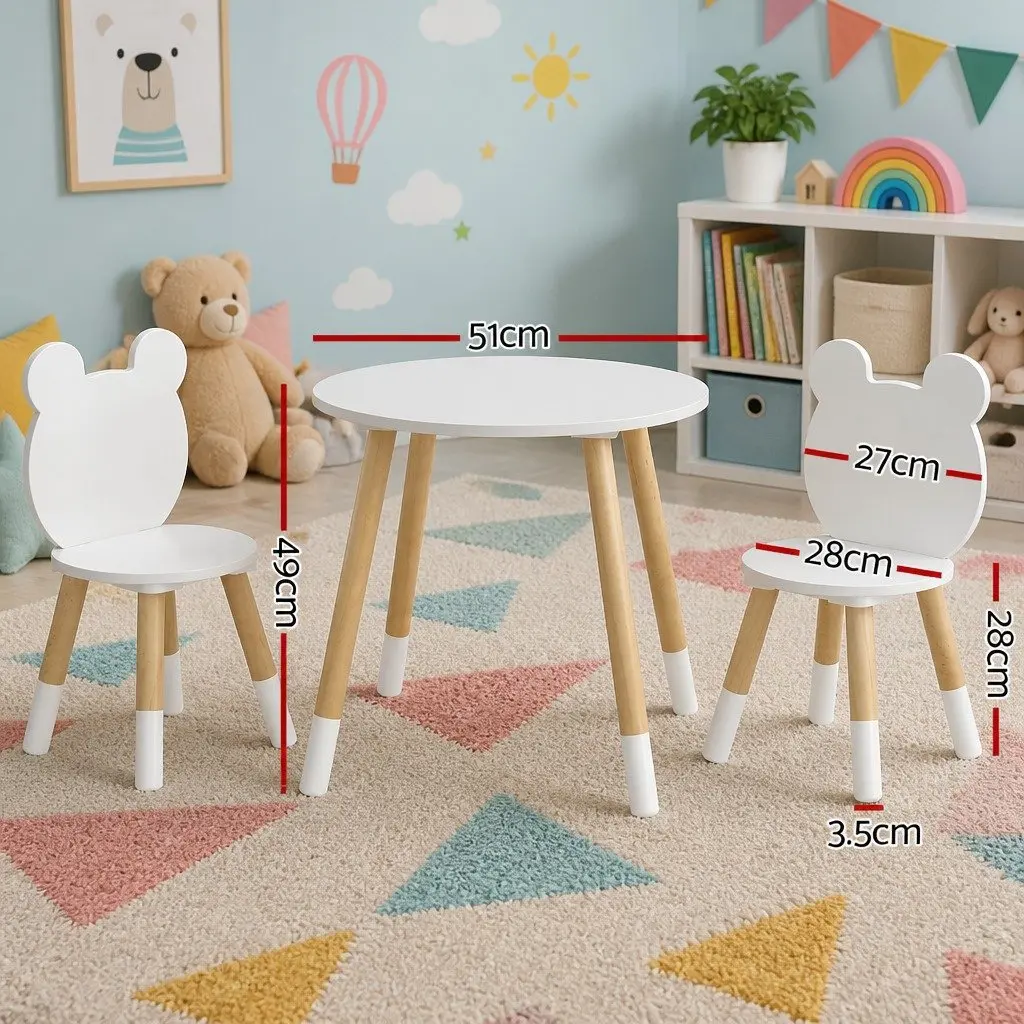 Kids Table and Chairs Set Activity Study Desk 3 Piece White