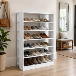 Stylish White 6-Tier Shoe Rack for Organized Spaces
