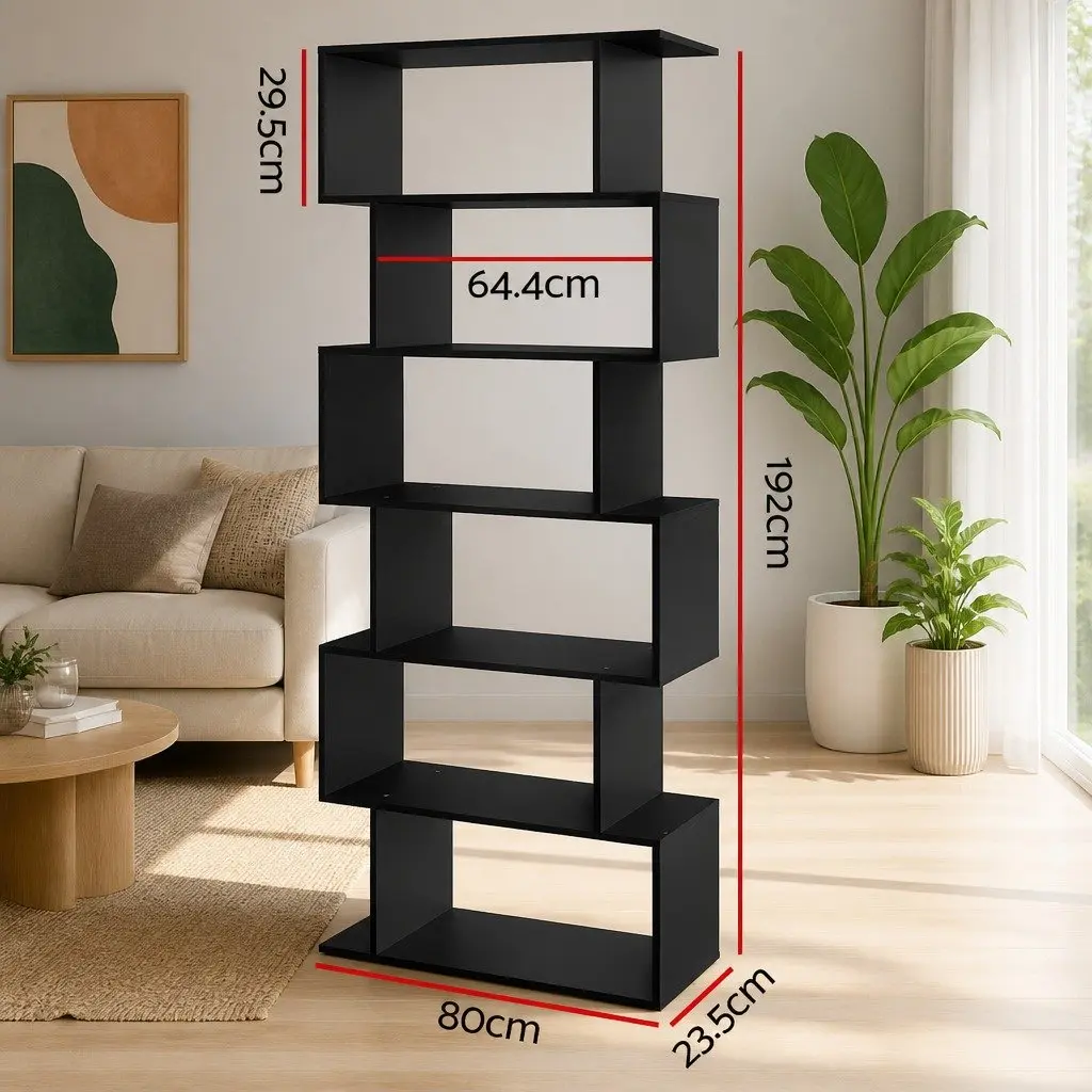 6-Tier Display Bookshelf in Black