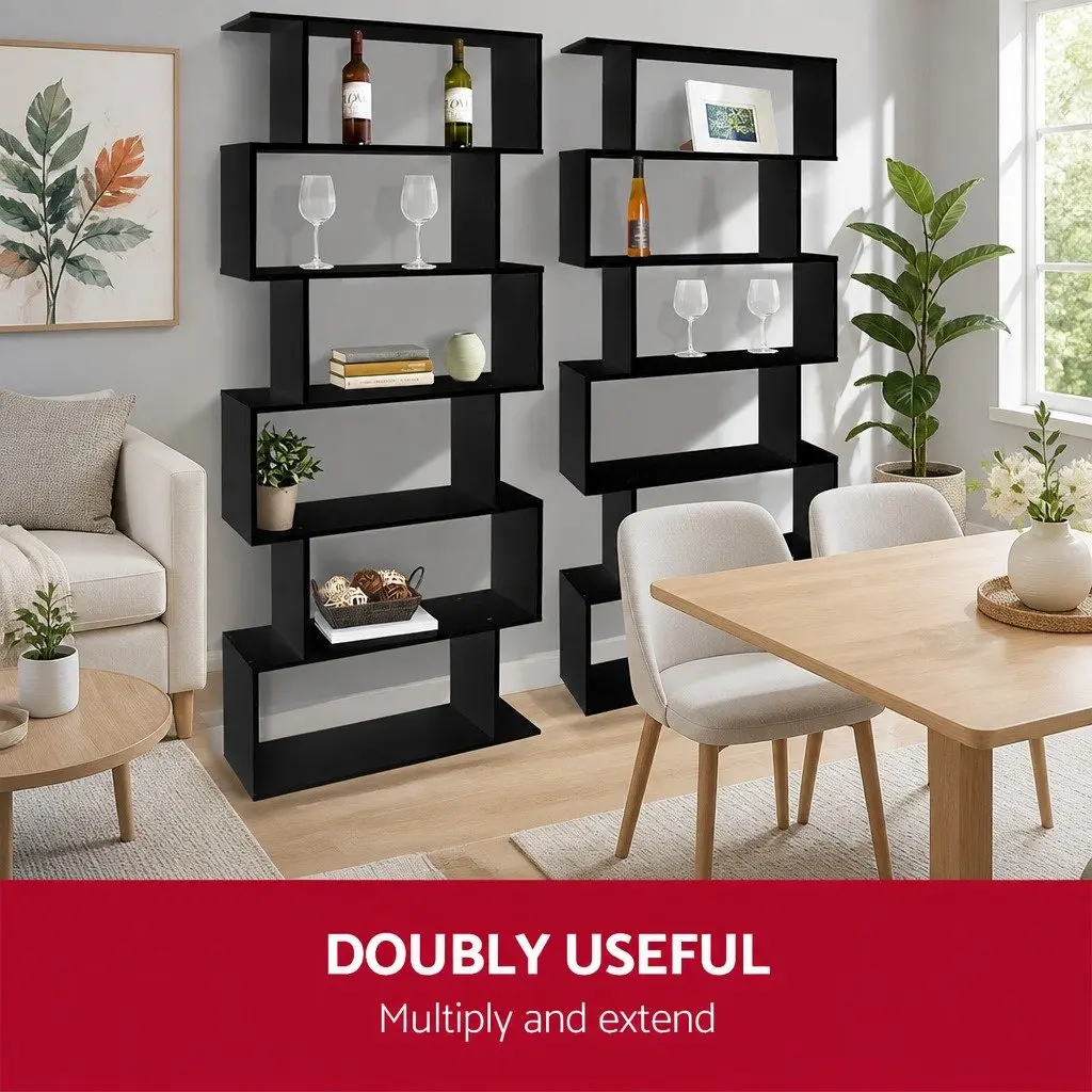 6-Tier Display Bookshelf in Black