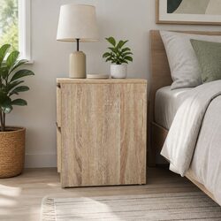 Versatile Bedside Table with 2 Drawers in Light Wood
