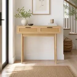 Welcoming Console Table with Rattan Drawers for Home
