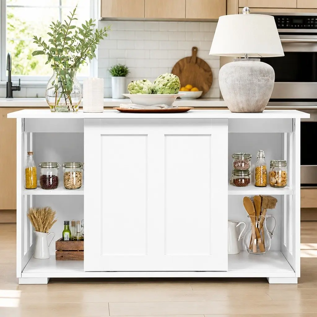 Buffet Sideboard Storage Cabinet White 99cm W x 33cm D x 63cm H