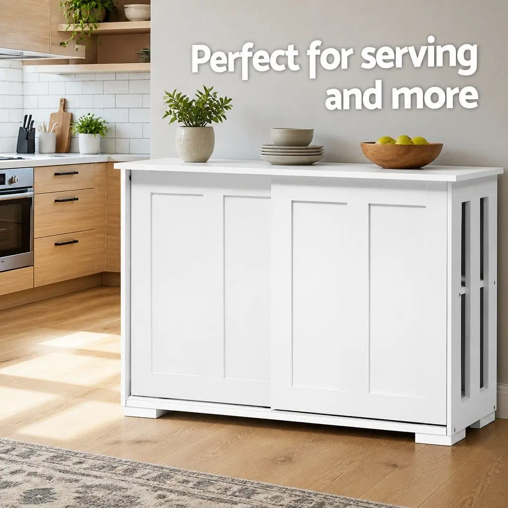 Buffet Sideboard Storage Cabinet White 99cm W x 33cm D x 63cm H