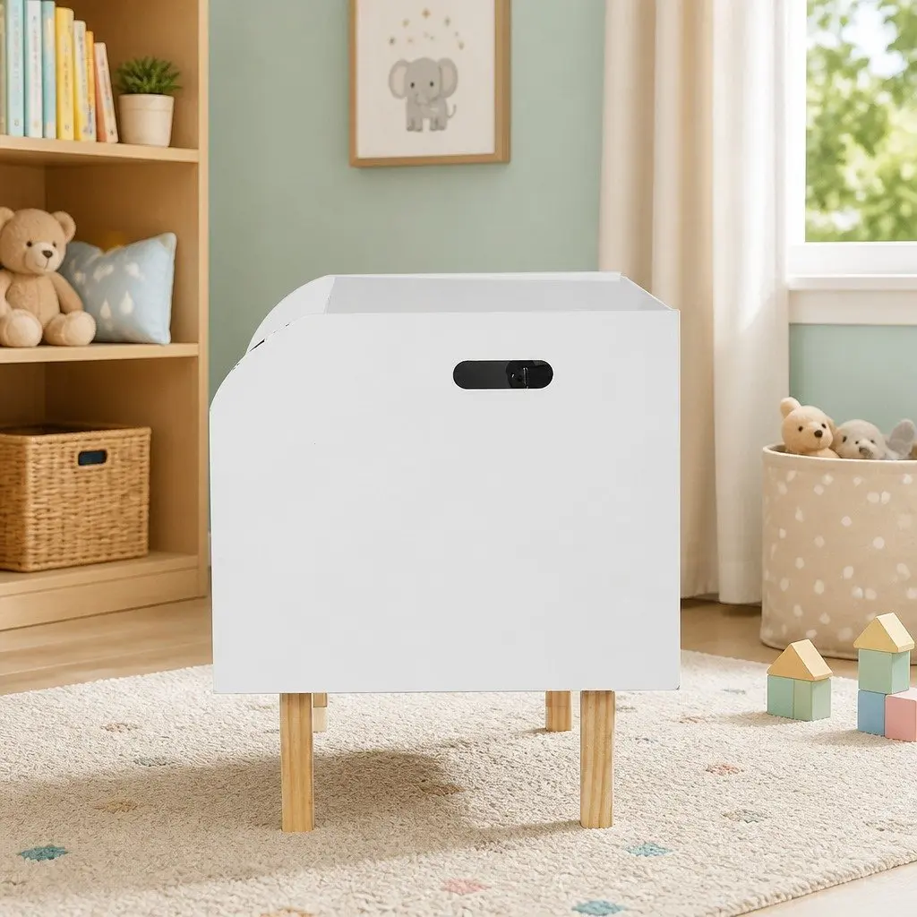 Kids Toy Box Chest Bookshelf Storage Organiser White 80cm