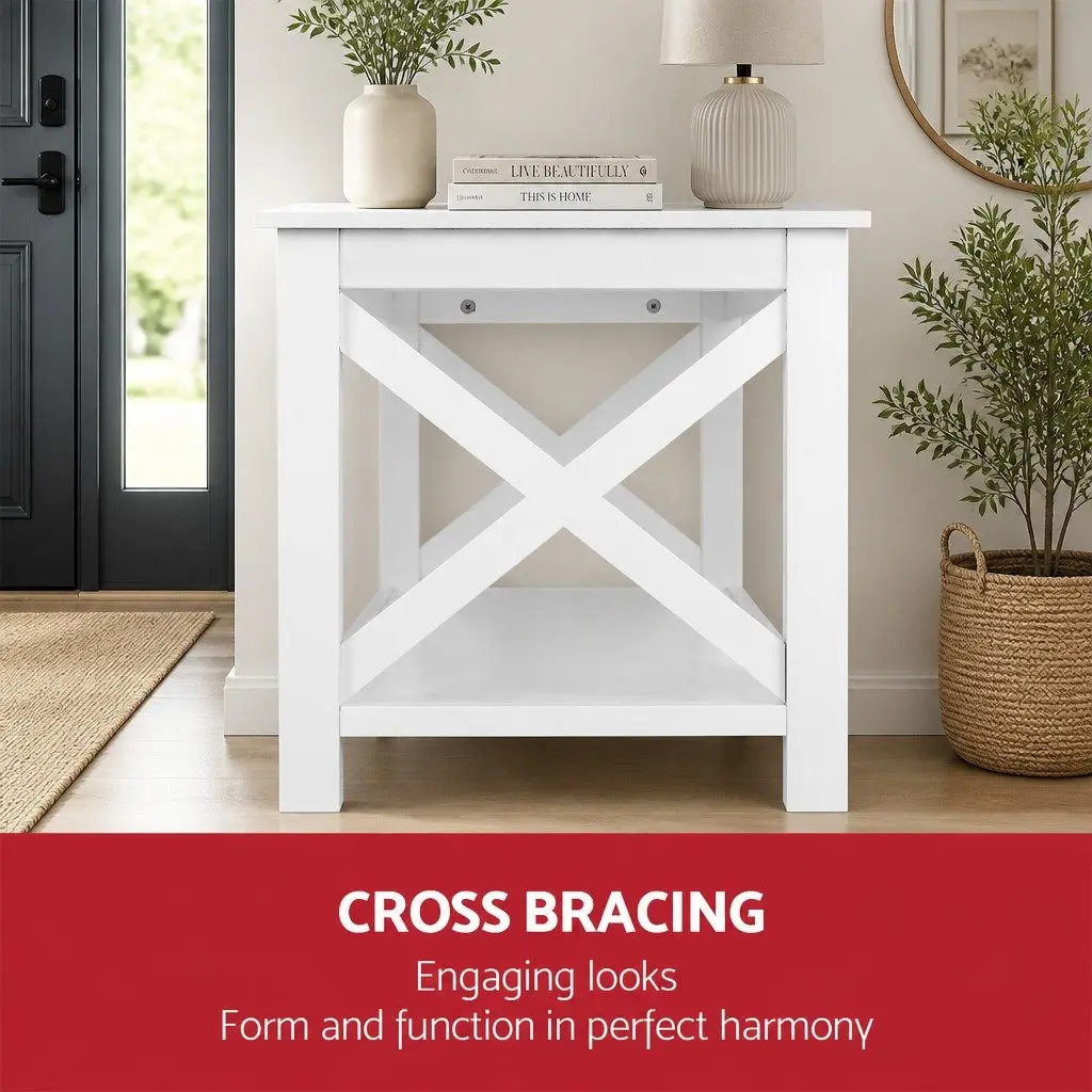 White 3-Tier Console Table Hallway Side Table Display Shelving Unit Home