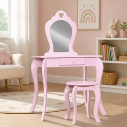 Safe and Practical Kids Dressing Table and Stool Set