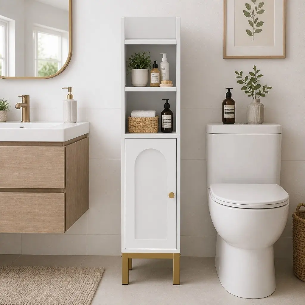 Bathroom Storage Cabinet Adjustable Shelf 20cm x 20cm x 84cm White