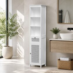 Reliable Bathroom Storage Cabinet with Rattan Panels