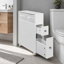 White Bathroom Caddy with Drawers for Everyday Use