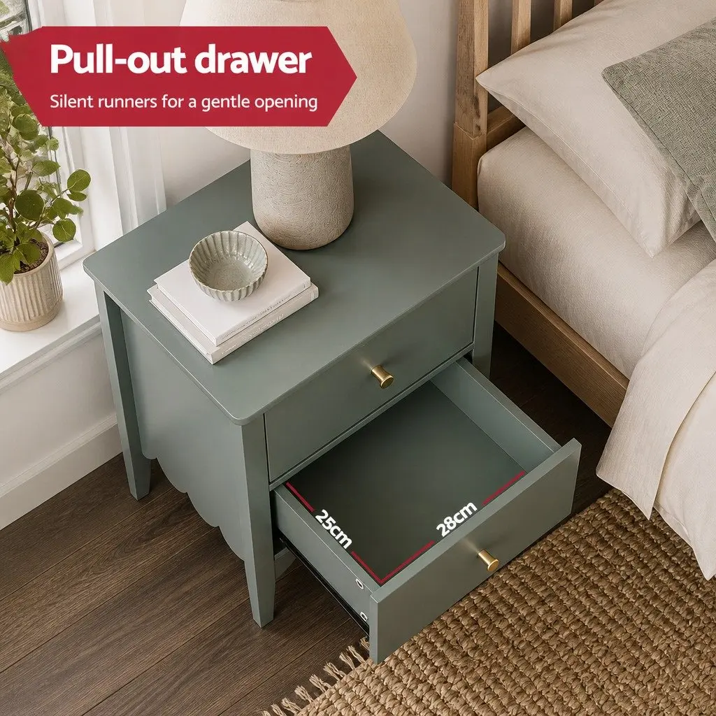 Green Bedside Table with Ample Storage