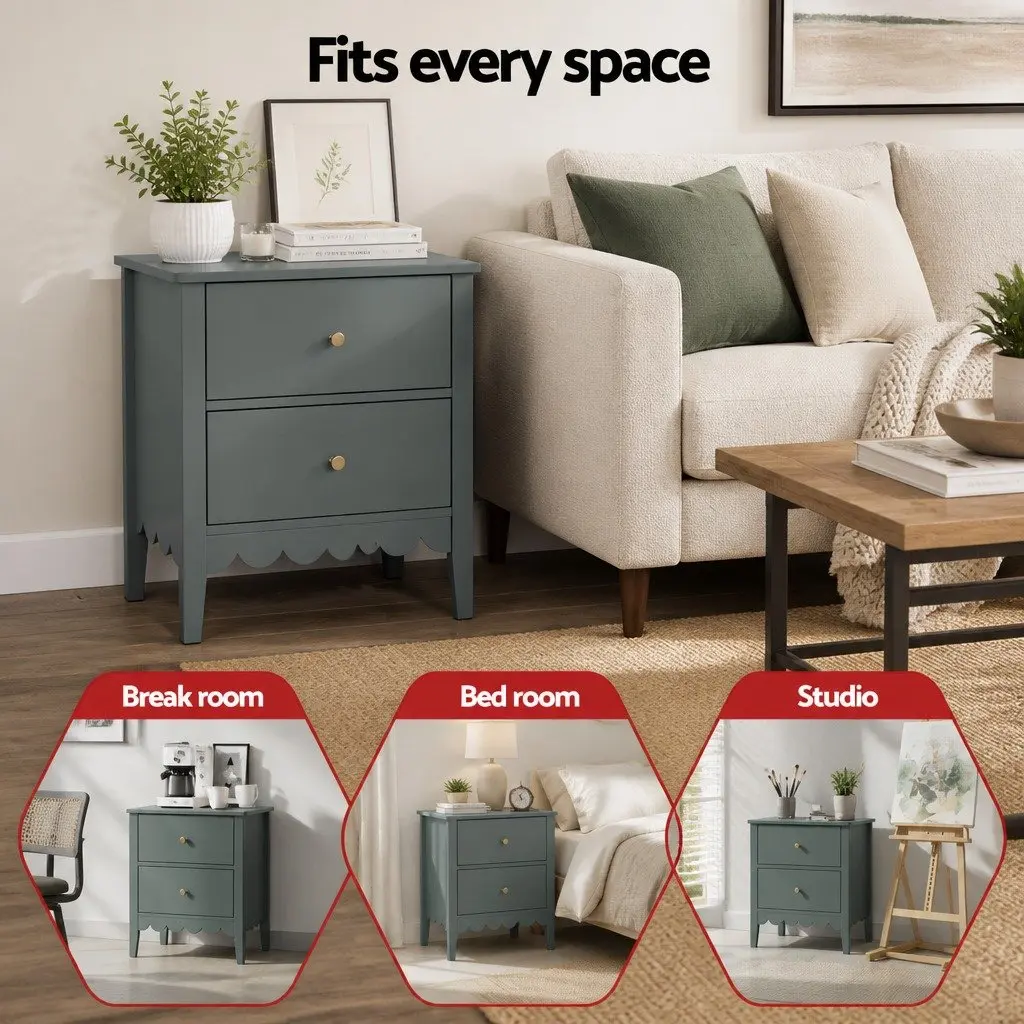 Green Bedside Table with Ample Storage