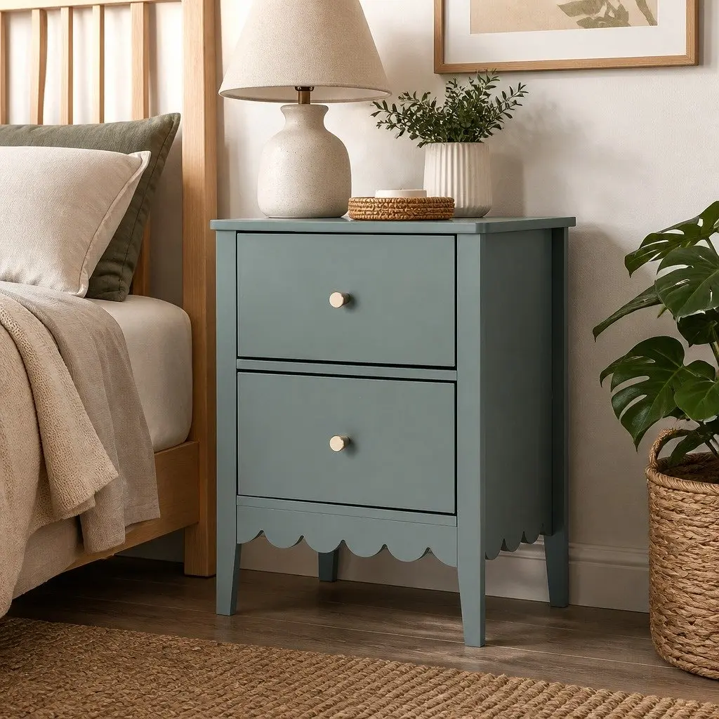 Green Bedside Table with Ample Storage