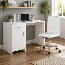 Computer Desk Office Chair Set 100cm White Home Study Workstation Combo