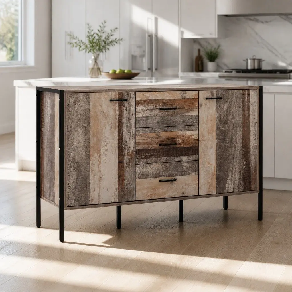 Dark Grey Wooden Sideboard with Storage Space