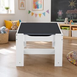 Kids Table and Chairs Set Activity Desk Chalkboard Storage Play Furniture Grey