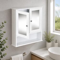 Practical and Affordable White Mirror Storage Cabinet