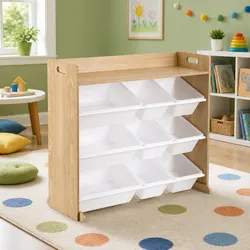 Kids Toy Box Organiser with 9 Bins - Easy to Use