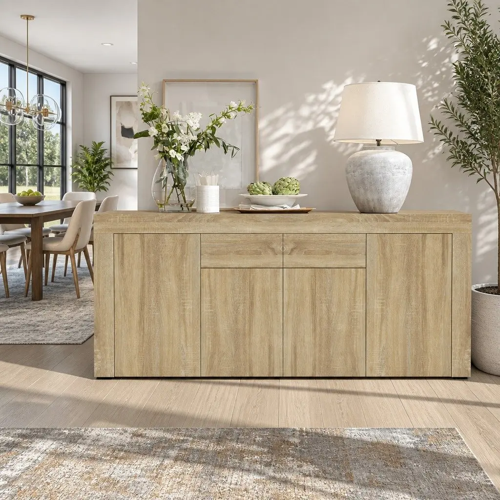 Buffet Sideboard Storage Cabinet Medium Wood Tone 180cm