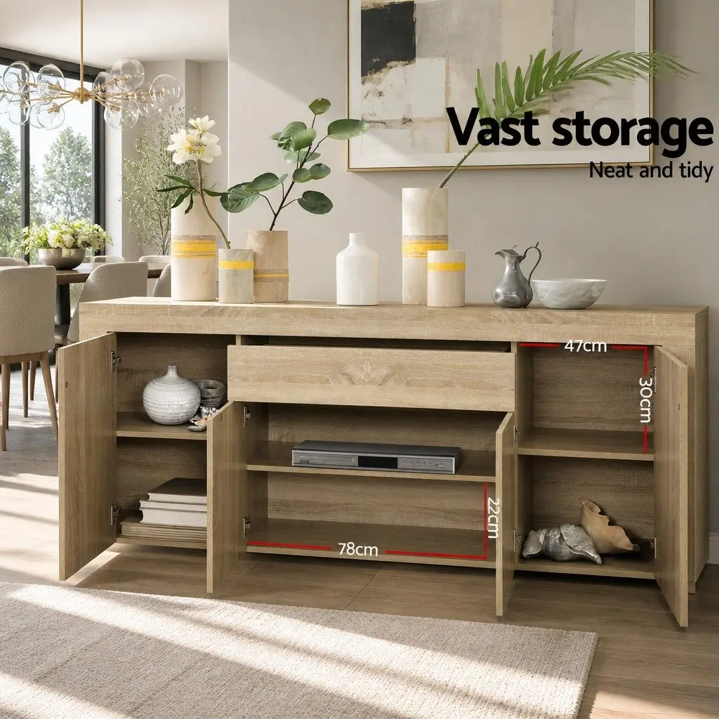 Buffet Sideboard Storage Cabinet Medium Wood Tone 180cm