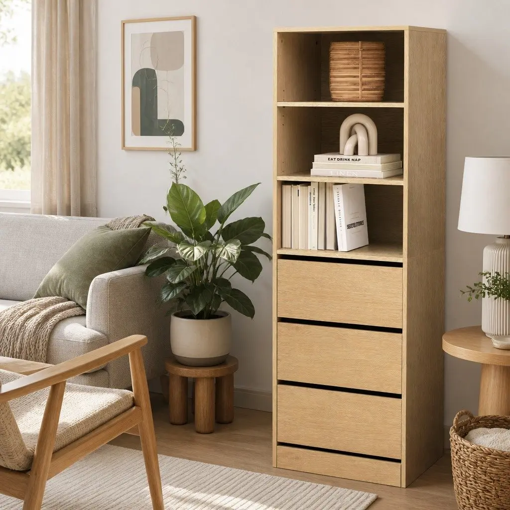 Tallboy Chest of Drawers Storage Cabinet 3 Drawer Bedroom Furniture Pine