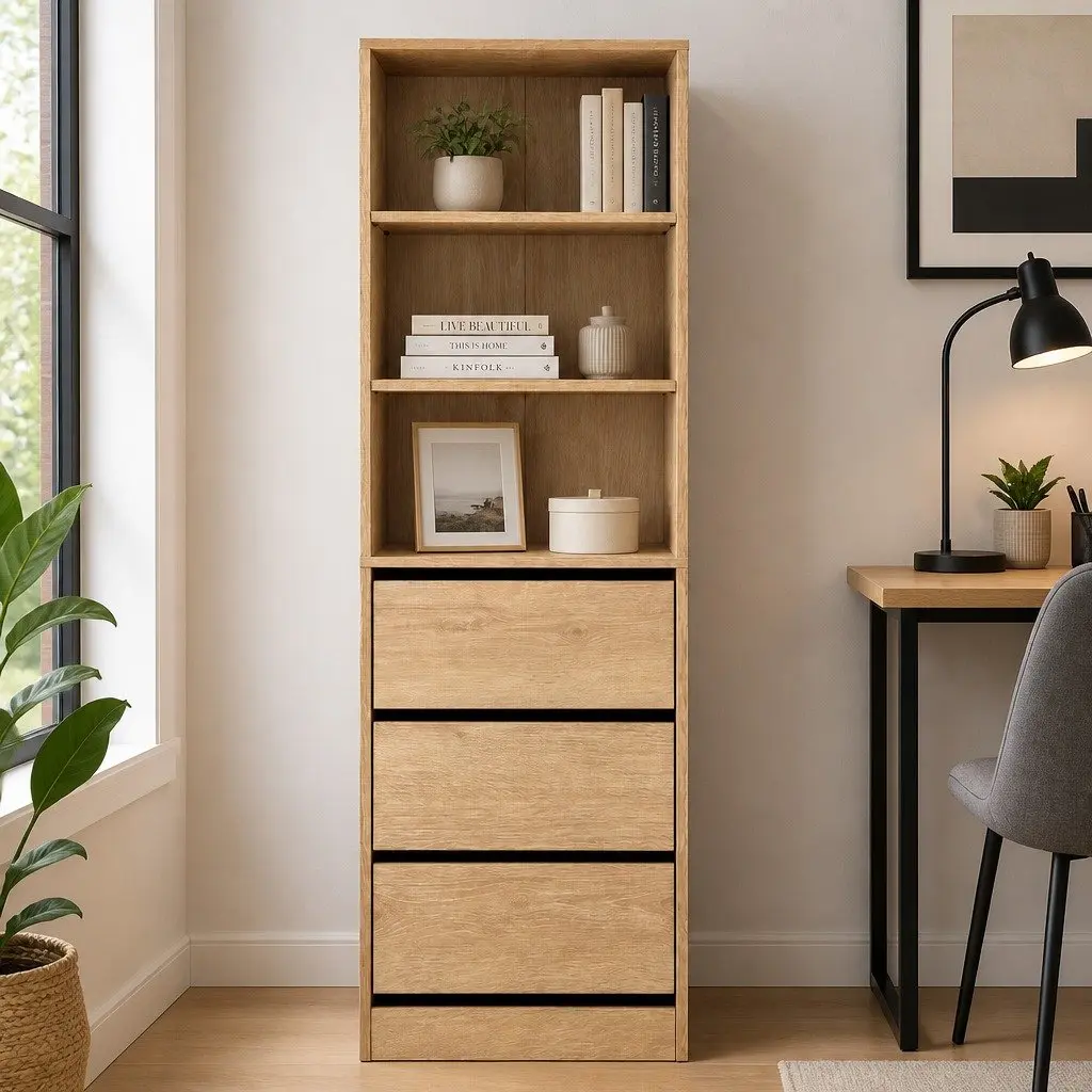 Tallboy Chest of Drawers Storage Cabinet 3 Drawer Bedroom Furniture Pine