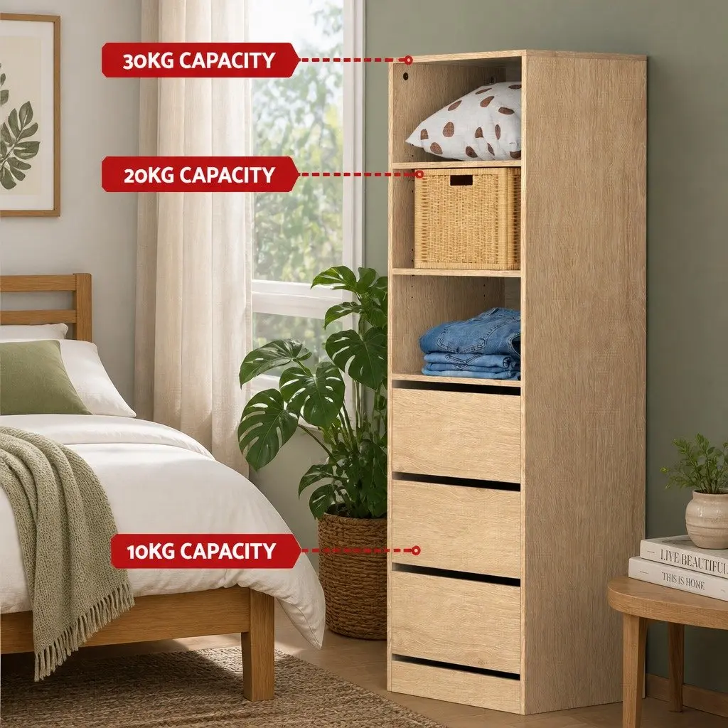 Tallboy Chest of Drawers Storage Cabinet 3 Drawer Bedroom Furniture Pine