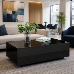 Reliable Black Coffee Table with Ample Storage Space