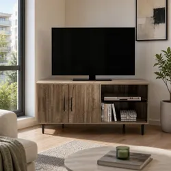 Reliable and Stylish Corner Entertainment Unit in Dark Walnut