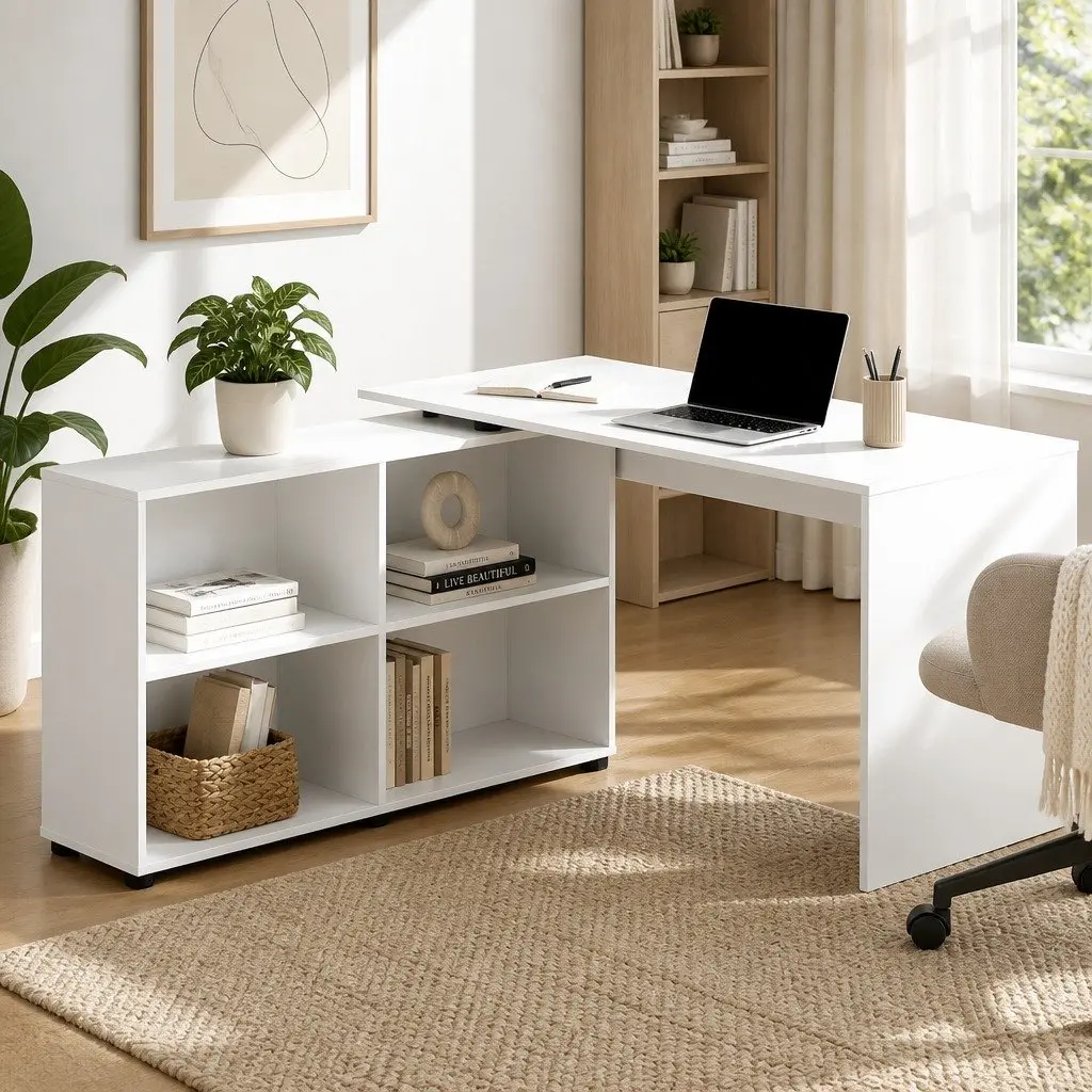 L-Shaped Desk with Storage Solutions