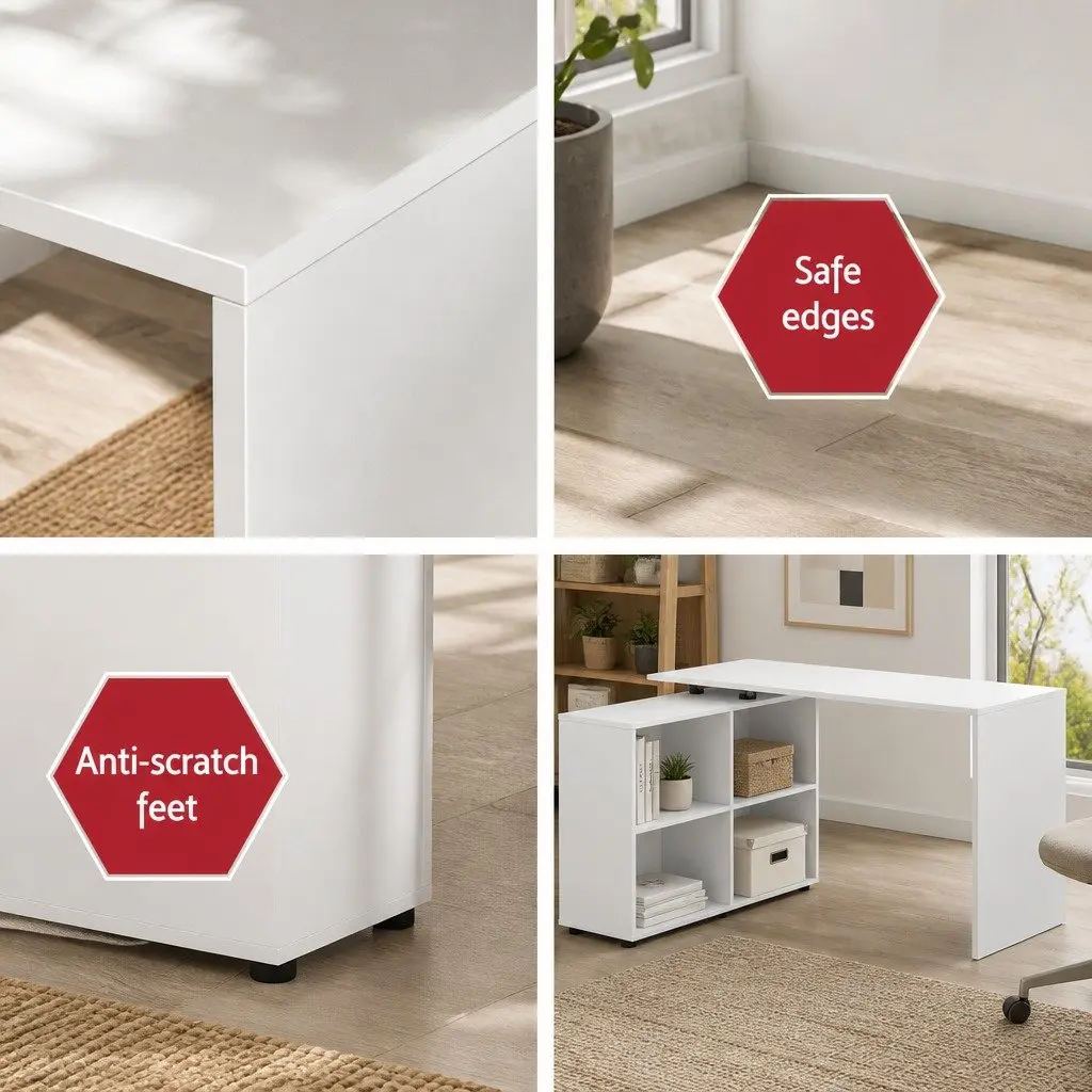 L-Shaped Desk with Storage Solutions