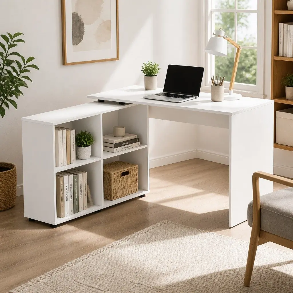 L-Shaped Desk with Storage Solutions