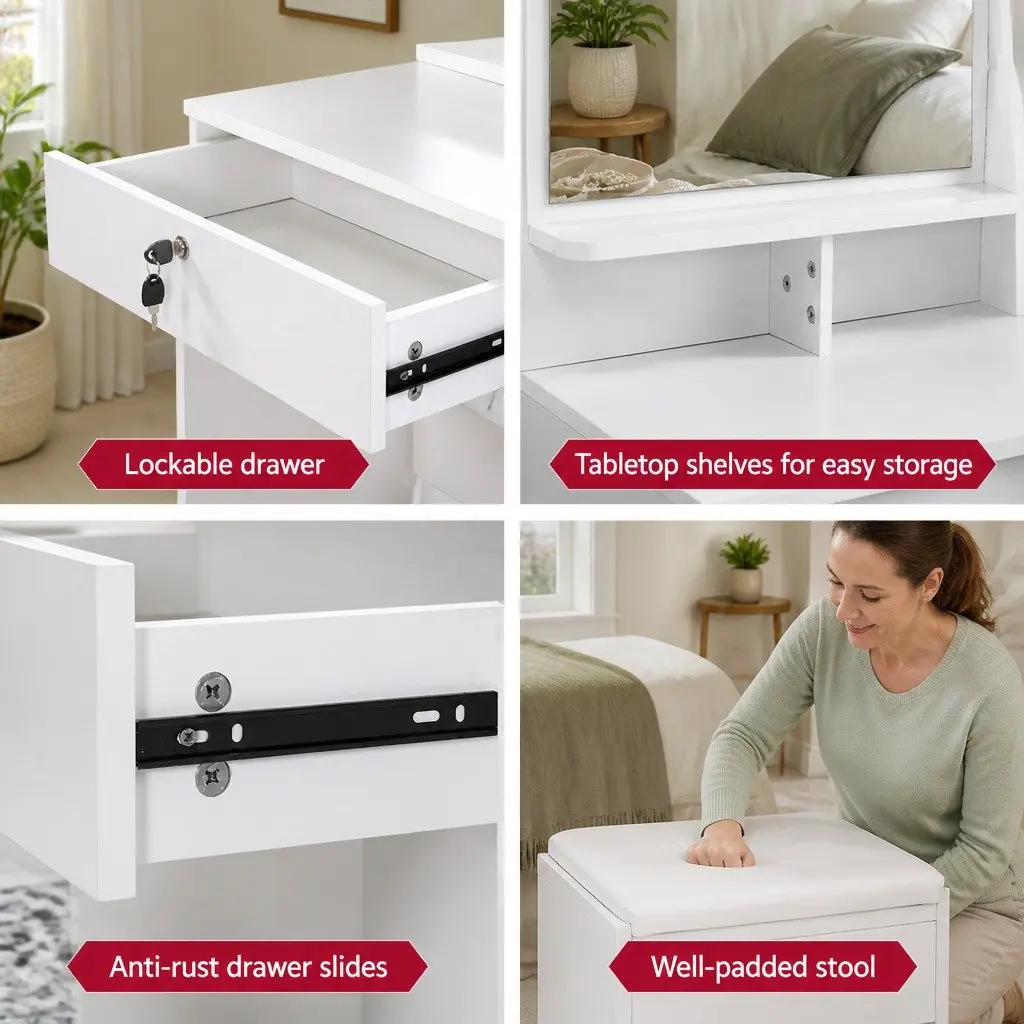 White Dressing Table with Ample Storage Space