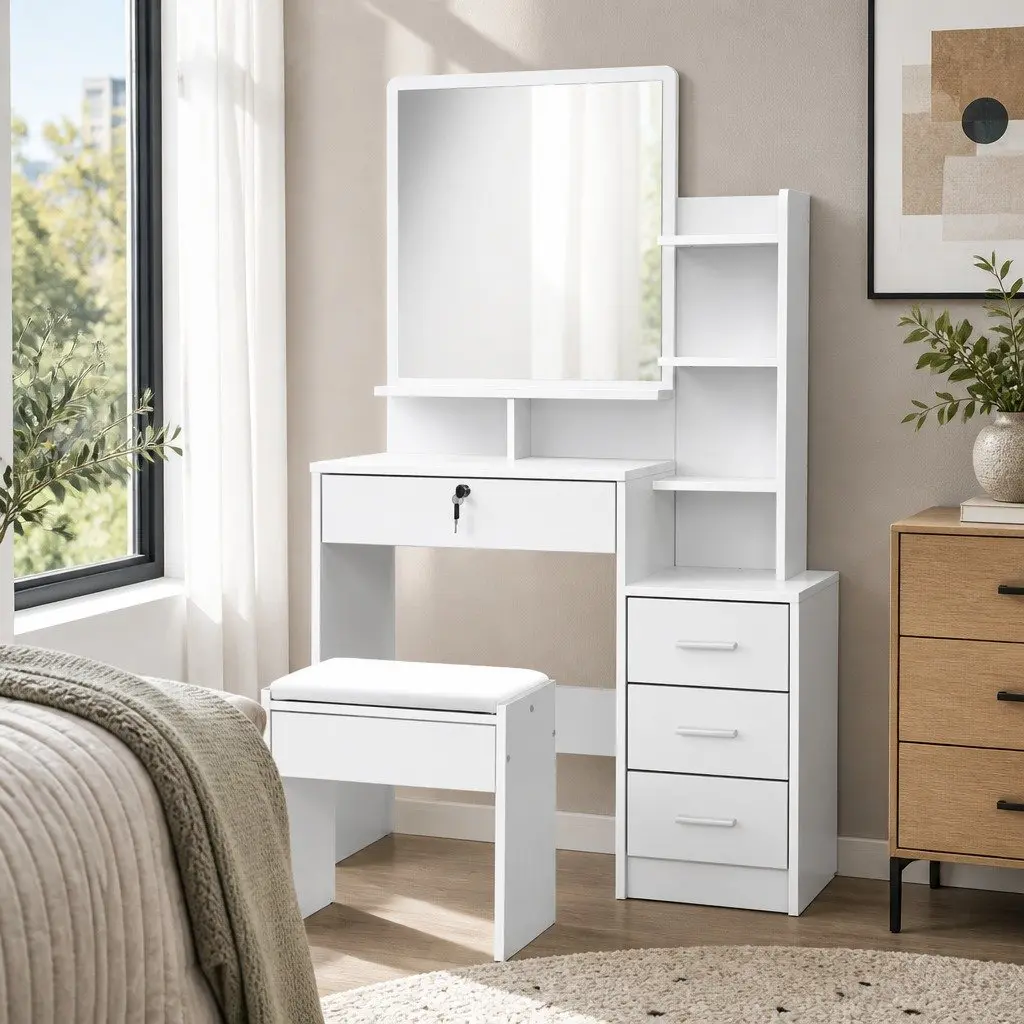 White Dressing Table with Ample Storage Space