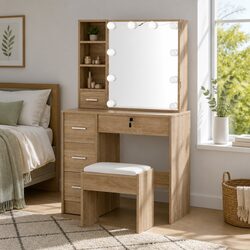 Comfortable and Reliable Dressing Table Set with Stool