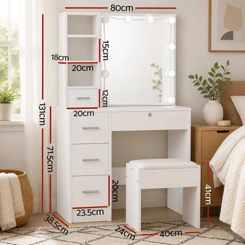 Dressing Table with LED Mirror and Storage