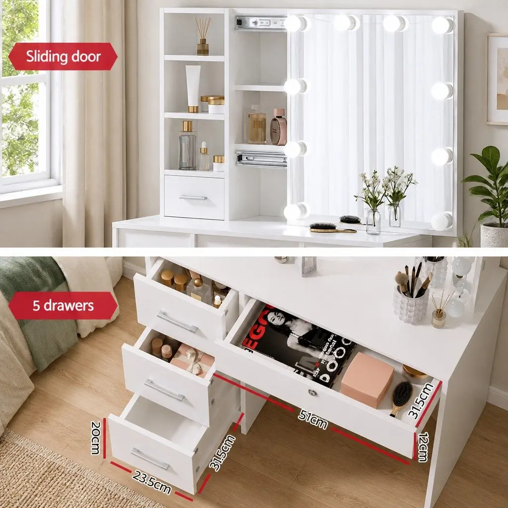 Dressing Table with LED Mirror and Storage
